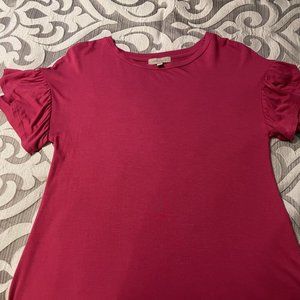 Girls Wonderly T-Shirt Dress Size Large Dark Pink Knee Length Comfy Short Sleeve